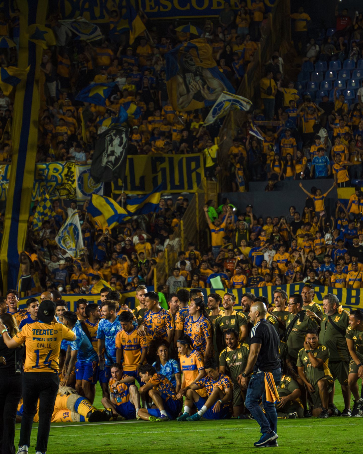 Afición de Tigres en la grada durante el entrenamiento a puerta abierta